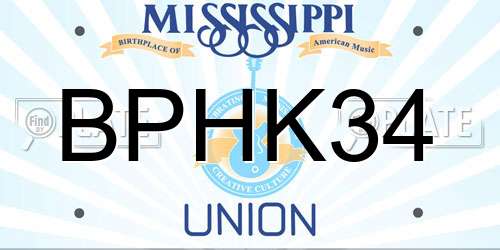 BPHK34 Mississippi License Plate