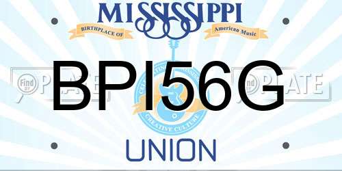 BPI56G Mississippi License Plate
