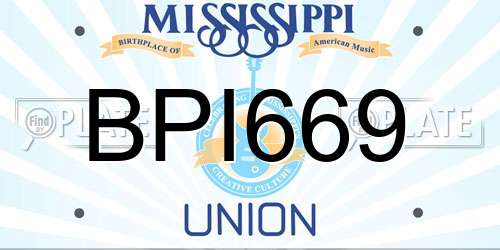 BPI669 Mississippi License Plate