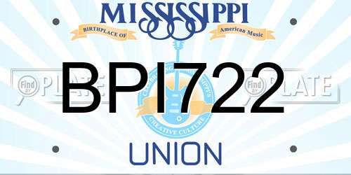 BPI722 Mississippi License Plate