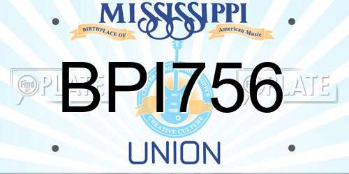 BPI756 Mississippi License Plate