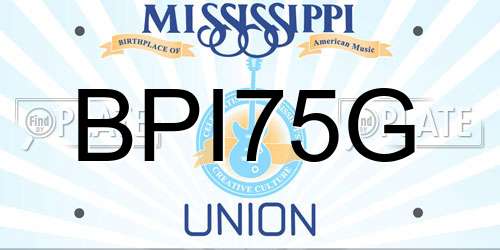 BPI75G Mississippi License Plate