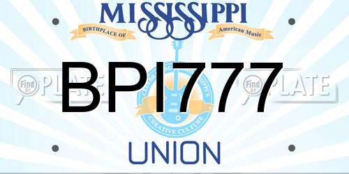 BPI777 Mississippi License Plate
