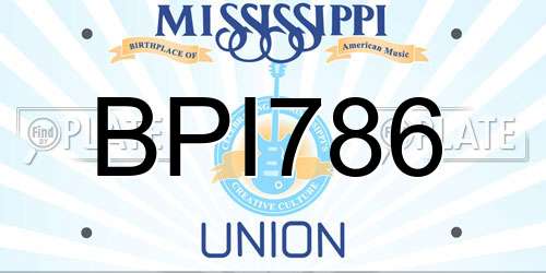 BPI786 Mississippi License Plate