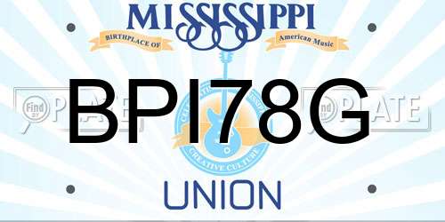 BPI78G Mississippi License Plate