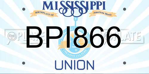 BPI866 Mississippi License Plate
