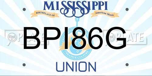 BPI86G Mississippi License Plate