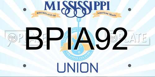 BPIA92 Mississippi License Plate