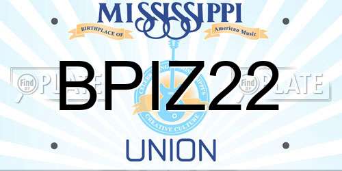 BPIZ22 Mississippi License Plate