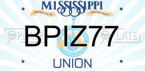 BPIZ77 Mississippi License Plate