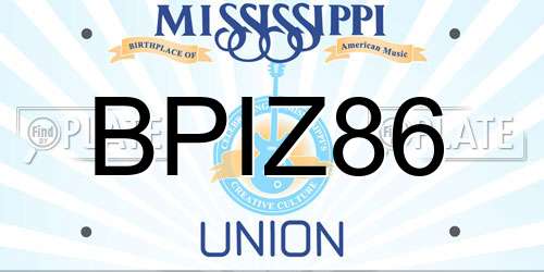 BPIZ86 Mississippi License Plate