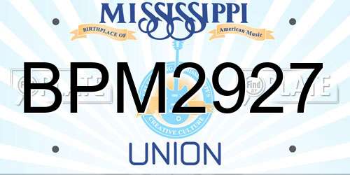 BPM2927 Mississippi License Plate