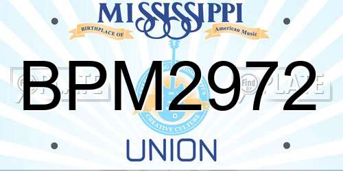 BPM2972 Mississippi License Plate