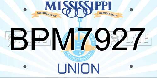 BPM7927 Mississippi License Plate