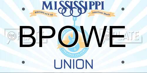 BPOWE Mississippi License Plate