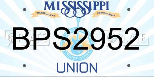 BPS2952 Mississippi License Plate