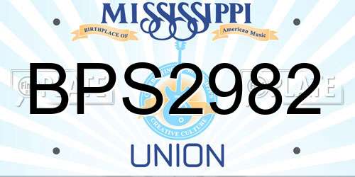 BPS2982 Mississippi License Plate