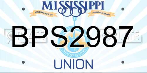 BPS2987 Mississippi License Plate