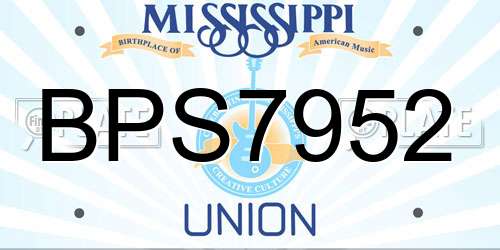 BPS7952 Mississippi License Plate