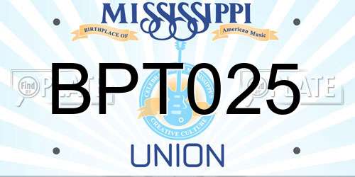 BPT025 Mississippi License Plate