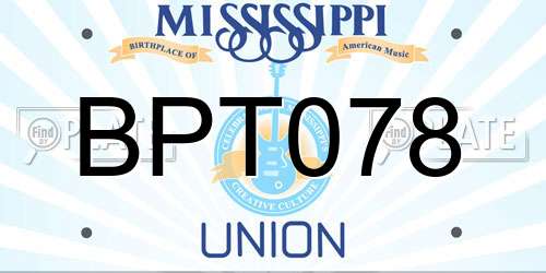 BPT078 Mississippi License Plate