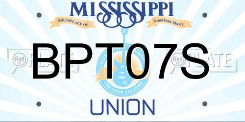 BPT07S Mississippi License Plate