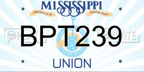 BPT239 Mississippi License Plate