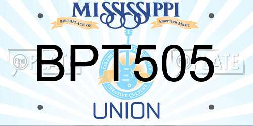 BPT505 Mississippi License Plate