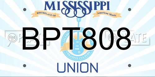 BPT808 Mississippi License Plate