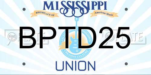 BPTD25 Mississippi License Plate