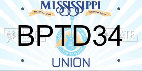 BPTD34 Mississippi License Plate