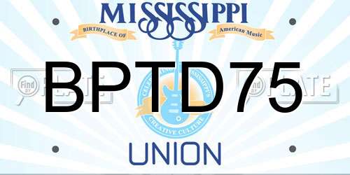 BPTD75 Mississippi License Plate