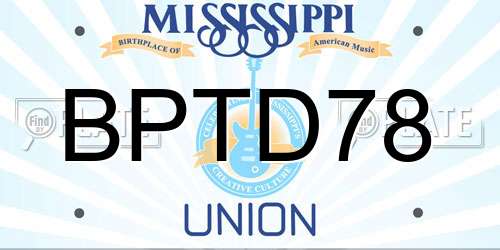 BPTD78 Mississippi License Plate