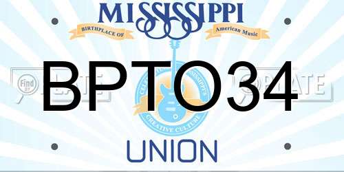 BPTO34 Mississippi License Plate