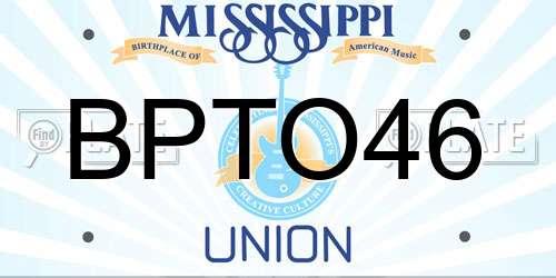 BPTO46 Mississippi License Plate