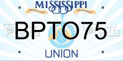 BPTO75 Mississippi License Plate