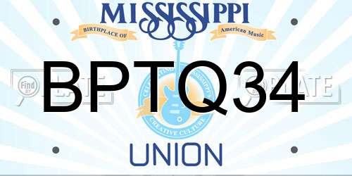 BPTQ34 Mississippi License Plate