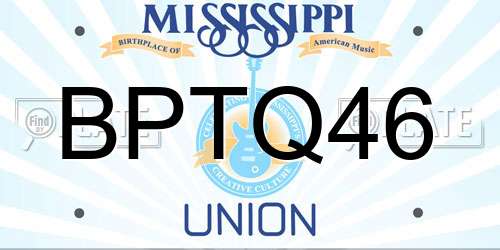 BPTQ46 Mississippi License Plate