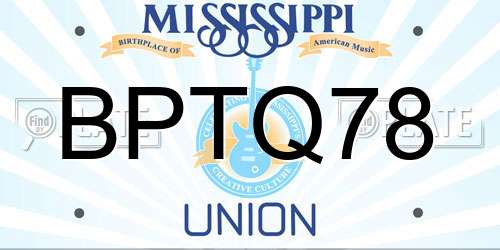 BPTQ78 Mississippi License Plate