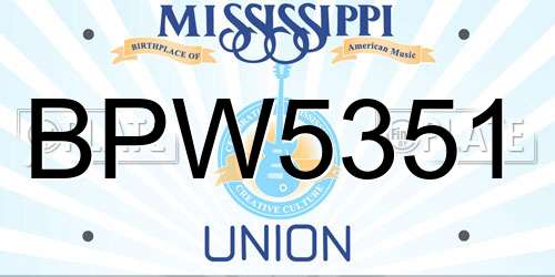 BPW5351 Mississippi License Plate