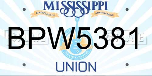 BPW5381 Mississippi License Plate