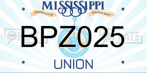 BPZ025 Mississippi License Plate