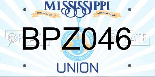 BPZ046 Mississippi License Plate