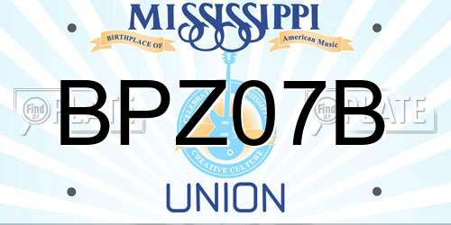 BPZ07B Mississippi License Plate
