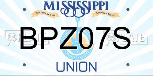 BPZ07S Mississippi License Plate