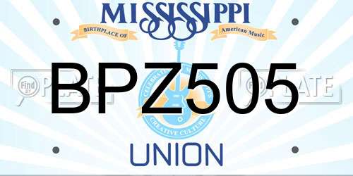 BPZ505 Mississippi License Plate