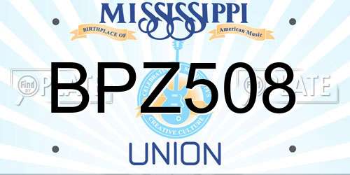 BPZ508 Mississippi License Plate