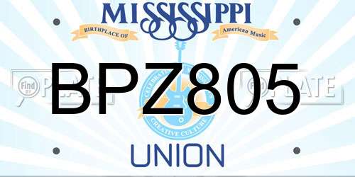 BPZ805 Mississippi License Plate
