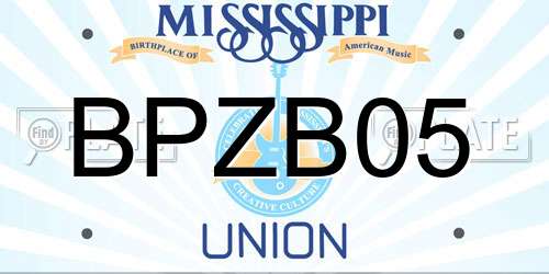 BPZB05 Mississippi License Plate