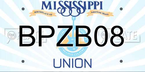 BPZB08 Mississippi License Plate